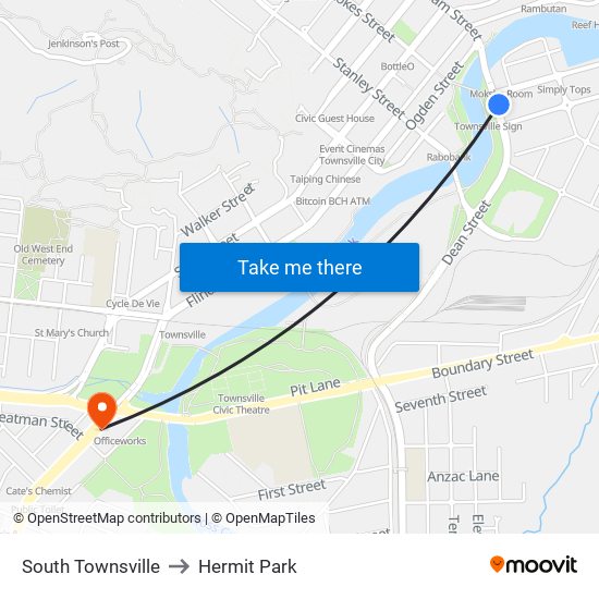 South Townsville to Hermit Park map