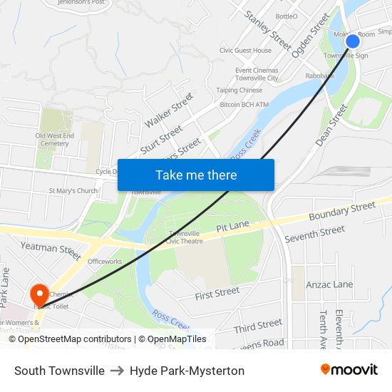 South Townsville to Hyde Park-Mysterton map