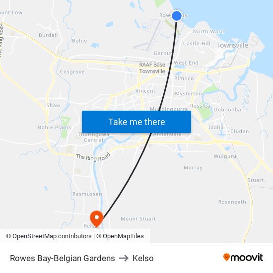 Rowes Bay-Belgian Gardens to Kelso map