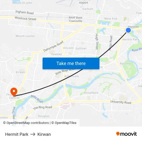 Hermit Park to Kirwan map