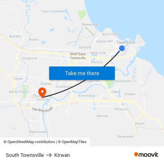 South Townsville to Kirwan map