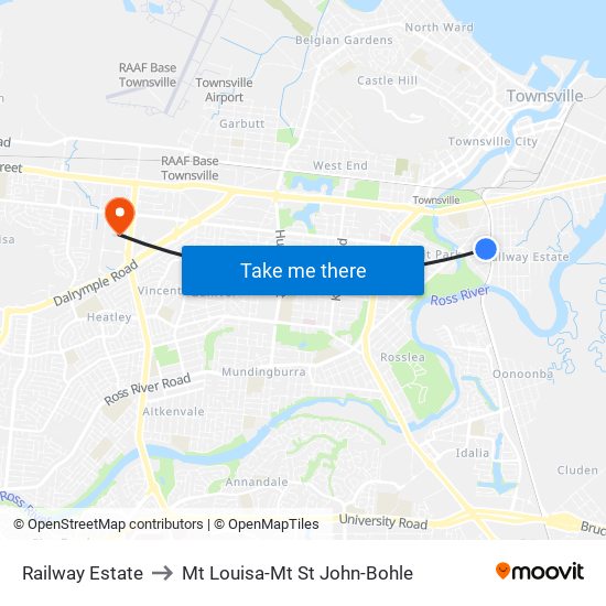 Railway Estate to Mt Louisa-Mt St John-Bohle map