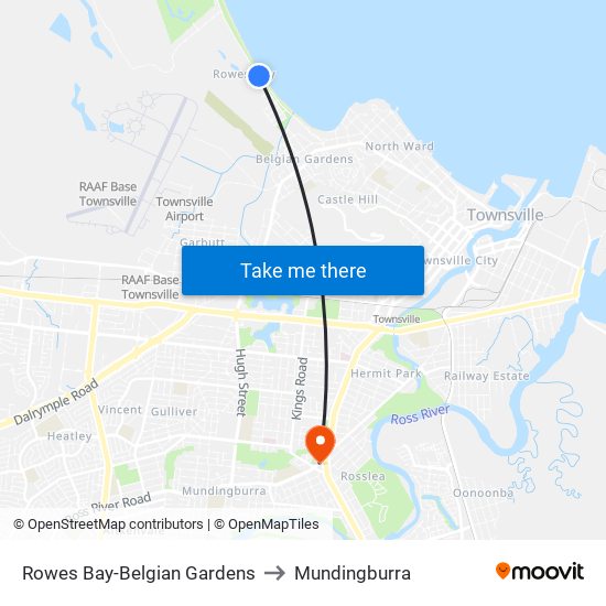 Rowes Bay-Belgian Gardens to Mundingburra map