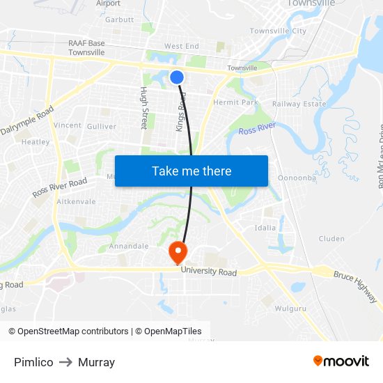 Pimlico to Murray map