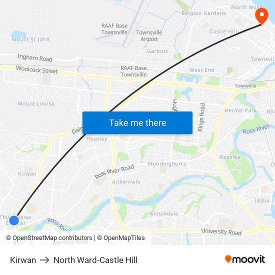 Kirwan to North Ward-Castle Hill map