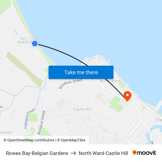 Rowes Bay-Belgian Gardens to North Ward-Castle Hill map