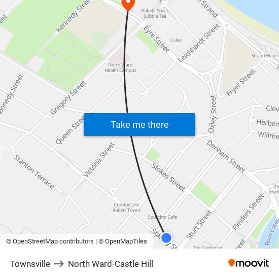 Townsville to North Ward-Castle Hill map