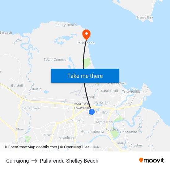 Currajong to Pallarenda-Shelley Beach map