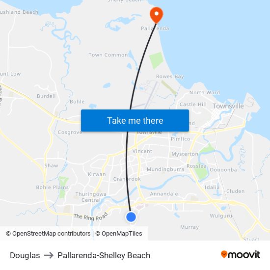 Douglas to Pallarenda-Shelley Beach map