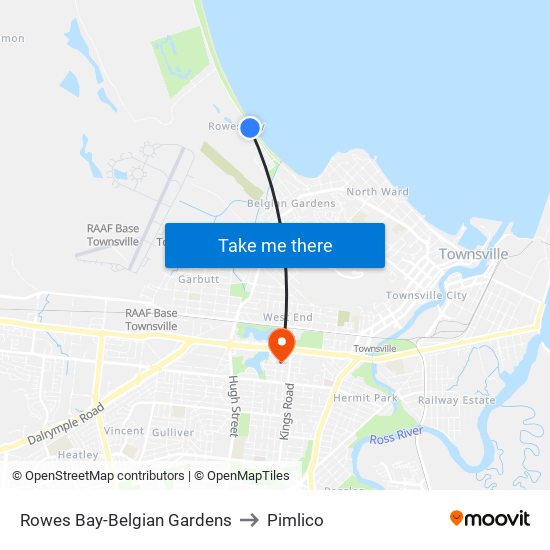 Rowes Bay-Belgian Gardens to Pimlico map