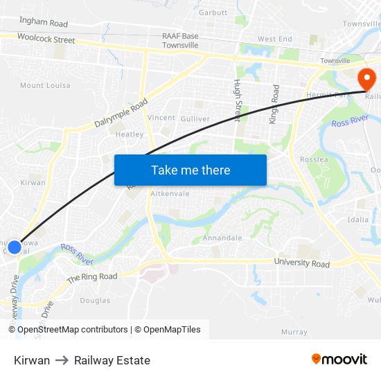 Kirwan to Railway Estate map