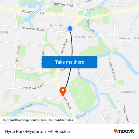 Hyde Park-Mysterton to Rosslea map