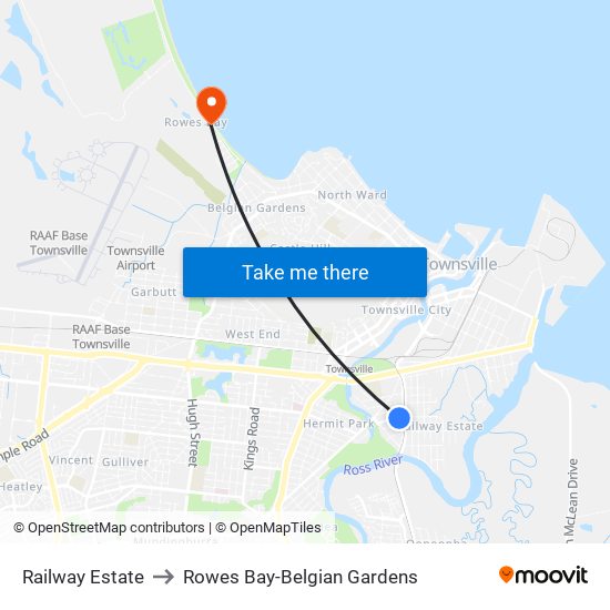 Railway Estate to Rowes Bay-Belgian Gardens map