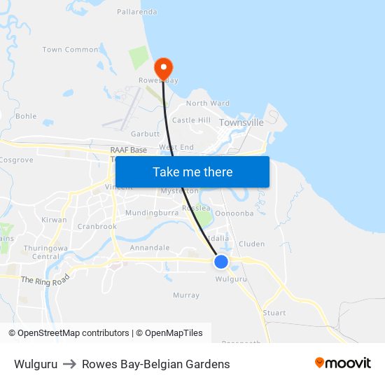 Wulguru to Rowes Bay-Belgian Gardens map