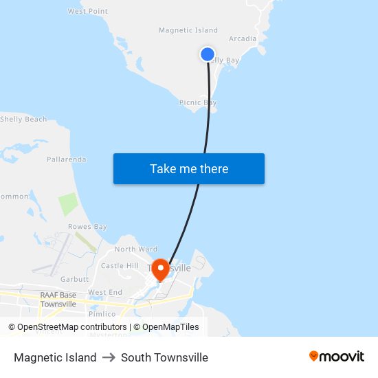 Magnetic Island to South Townsville map