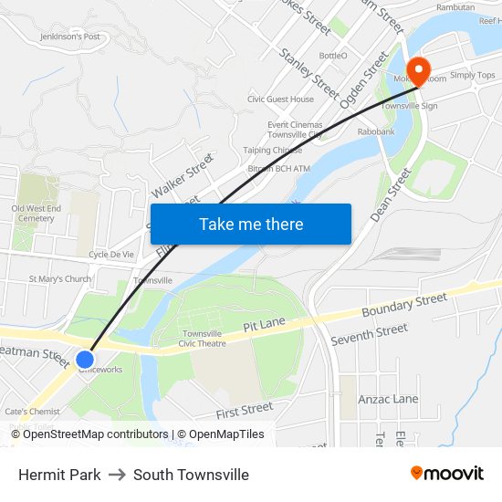 Hermit Park to South Townsville map