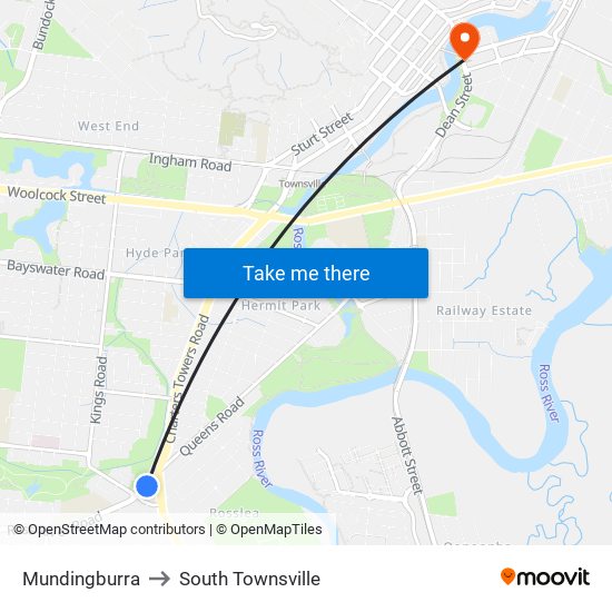 Mundingburra to South Townsville map