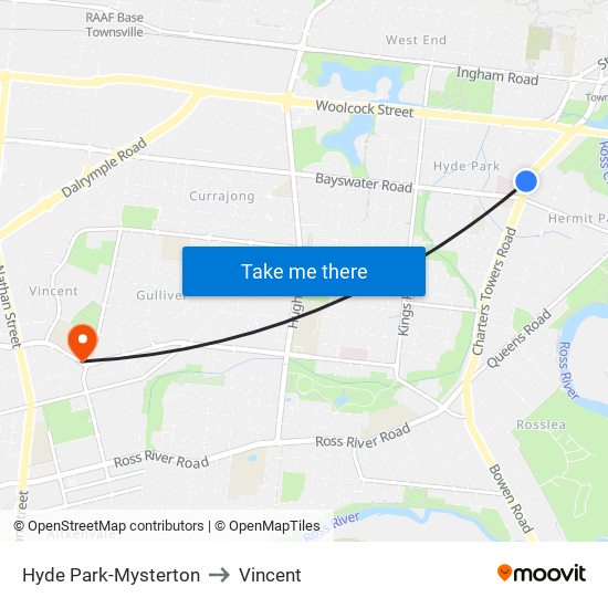 Hyde Park-Mysterton to Vincent map