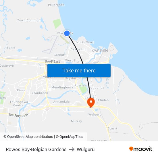 Rowes Bay-Belgian Gardens to Wulguru map