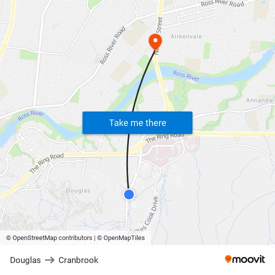 Douglas to Cranbrook map