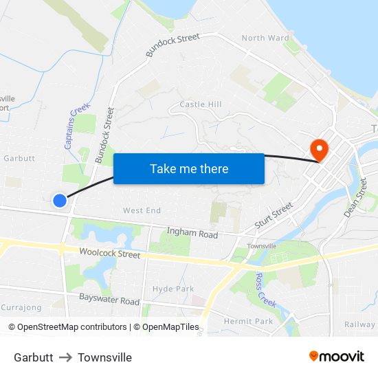 Garbutt to Townsville map