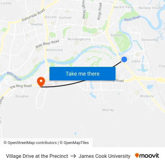 Village Drive at the Precinct to James Cook University map