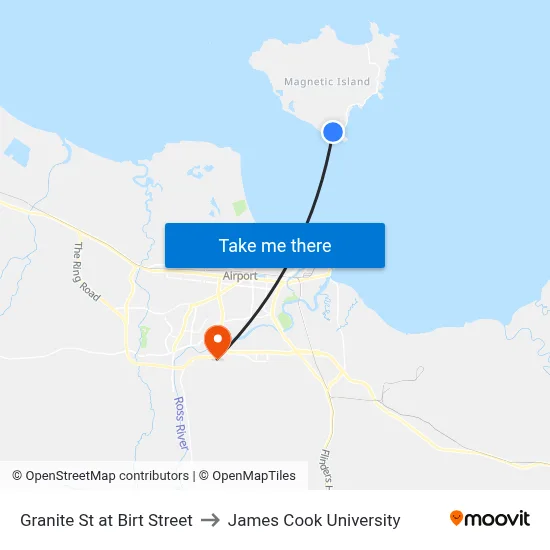 Granite St at Birt Street to James Cook University map