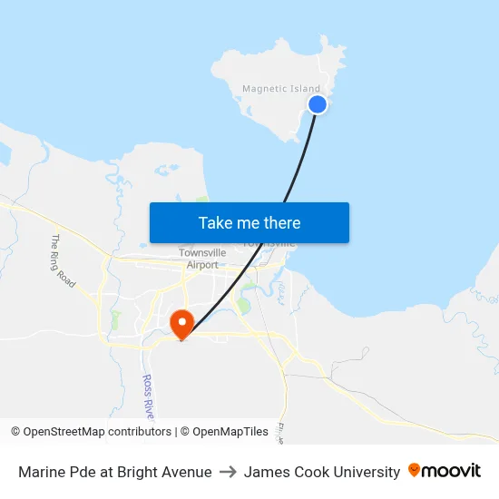 Marine Pde at Bright Avenue to James Cook University map