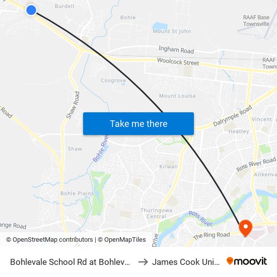 Bohlevale School Rd at Bohlevale School to James Cook University map