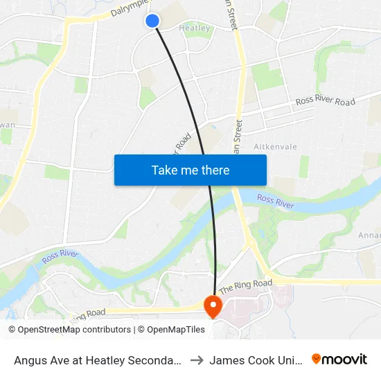 Angus Ave at Heatley Secondary College to James Cook University map