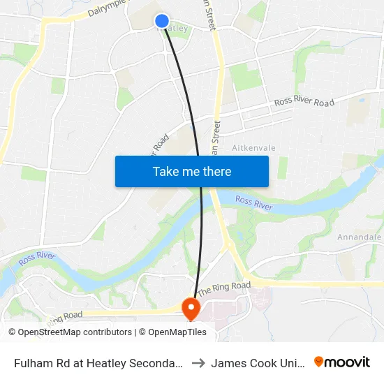 Fulham Rd at Heatley Secondary College to James Cook University map