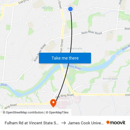 Fulham Rd at Vincent State School to James Cook University map