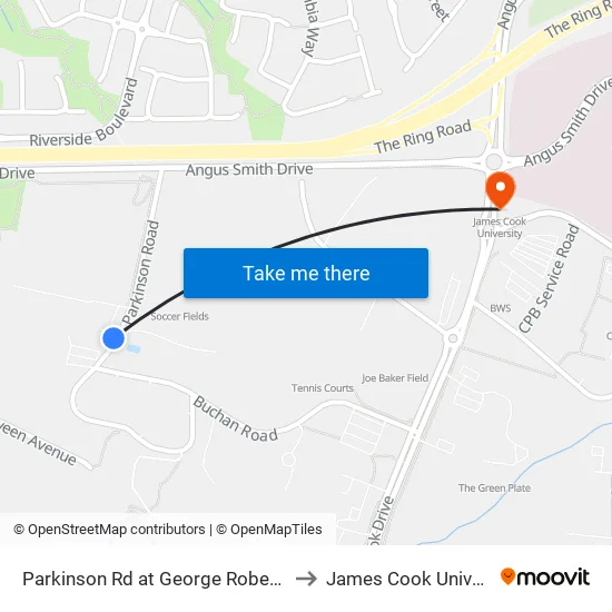 Parkinson Rd at George Robert Halls to James Cook University map