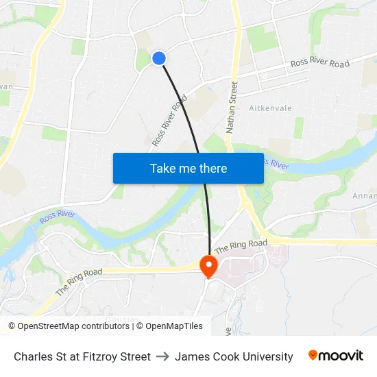 Charles St at Fitzroy Street to James Cook University map
