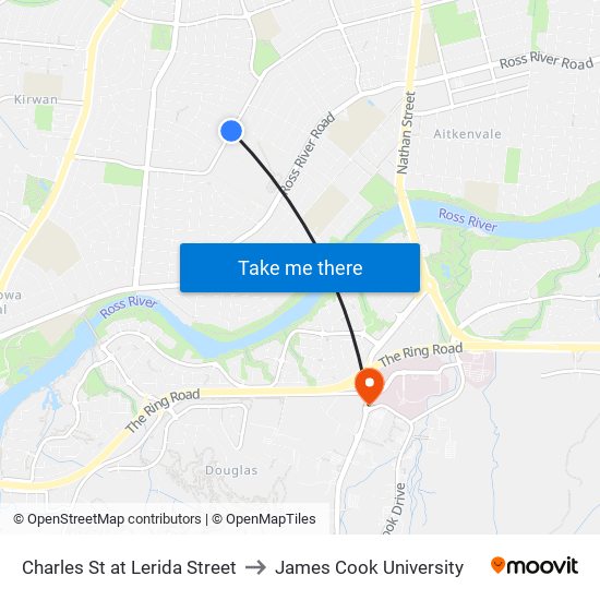 Charles St at Lerida Street to James Cook University map