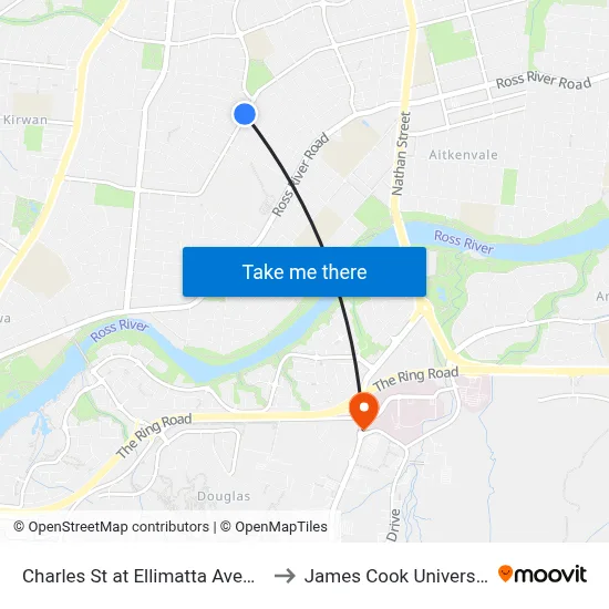 Charles St at Ellimatta Avenue to James Cook University map