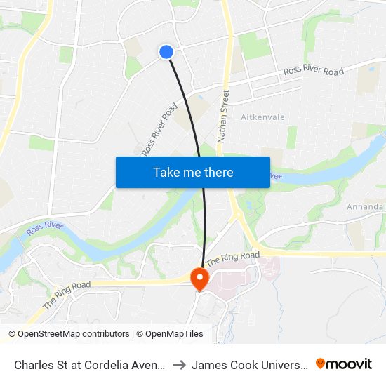 Charles St at Cordelia Avenue to James Cook University map