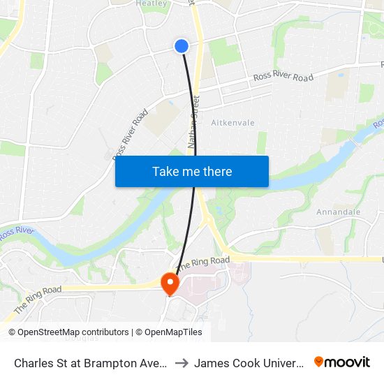 Charles St at Brampton Avenue to James Cook University map