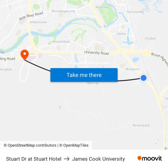 Stuart Dr at Stuart Hotel to James Cook University map