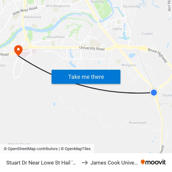 Stuart Dr Near Lowe St Hail 'N' Ride to James Cook University map