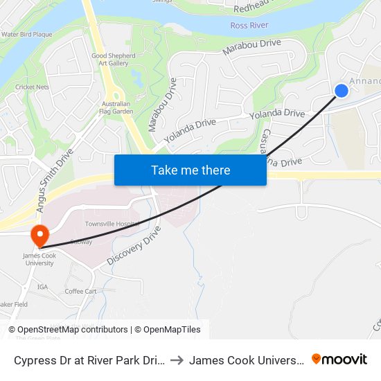 Cypress Dr at River Park Drive to James Cook University map