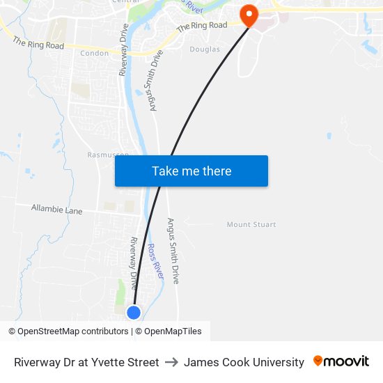 Riverway Dr at Yvette Street to James Cook University map