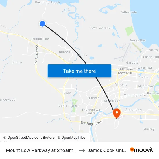 Mount Low Parkway at Shoalmarra Drive to James Cook University map