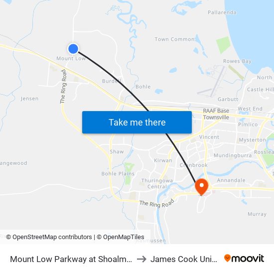 Mount Low Parkway at Shoalmarra Drive to James Cook University map