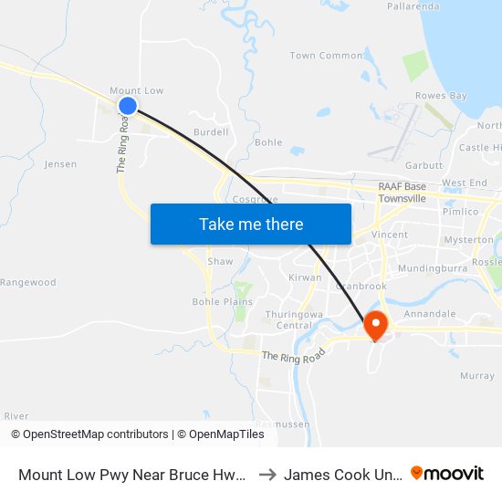 Mount Low Pwy Near Bruce Hwy Hail 'N' Ride to James Cook University map