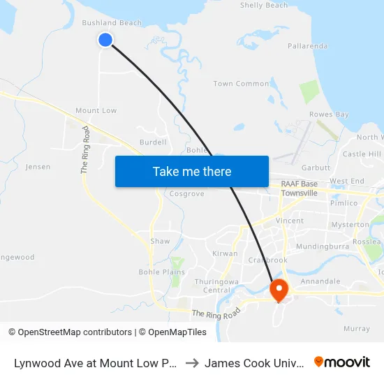 Lynwood Ave at Mount Low Parkway to James Cook University map
