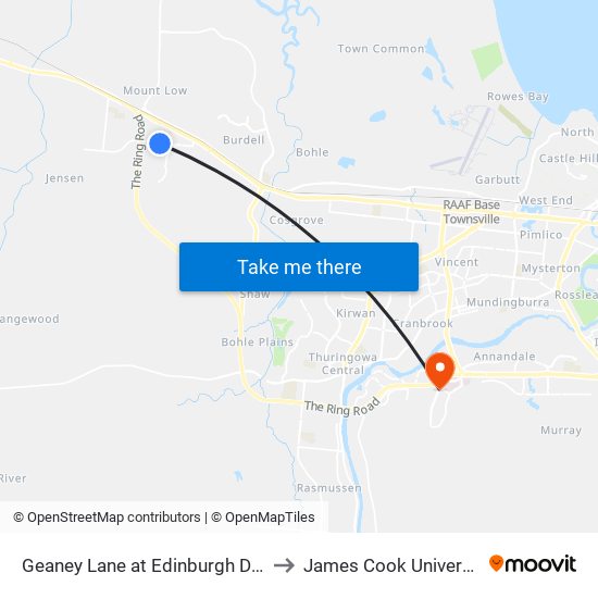 Geaney Lane at Edinburgh Drive to James Cook University map