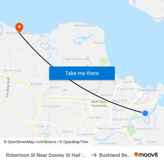 Robertson St Near Doorey St Hail 'N' Ride to Bushland Beach map