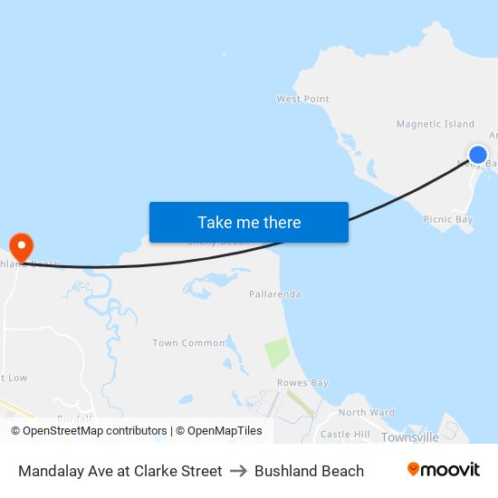 Mandalay Ave at Clarke Street to Bushland Beach map