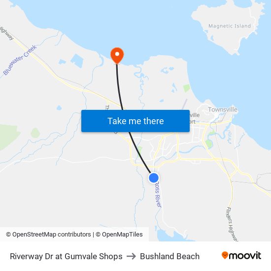 Riverway Dr at Gumvale Shops to Bushland Beach map